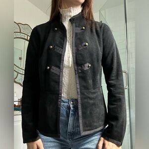 Black Faux Suede Military jacket